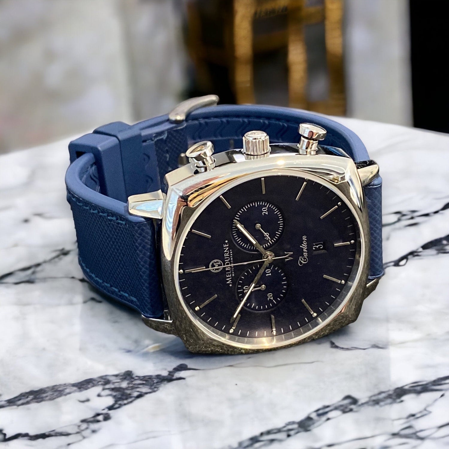 Blue Saffiano Combi FKM Watch Straps
