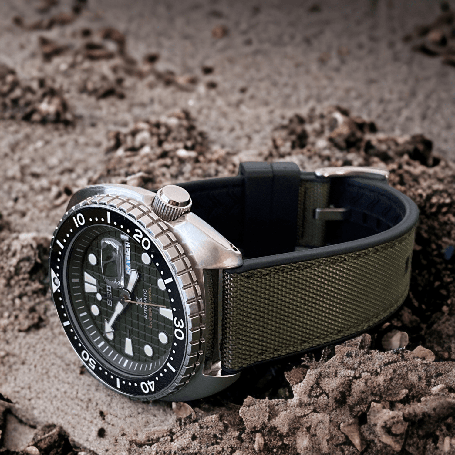 Green Sailcloth Combi FKM Watch Straps