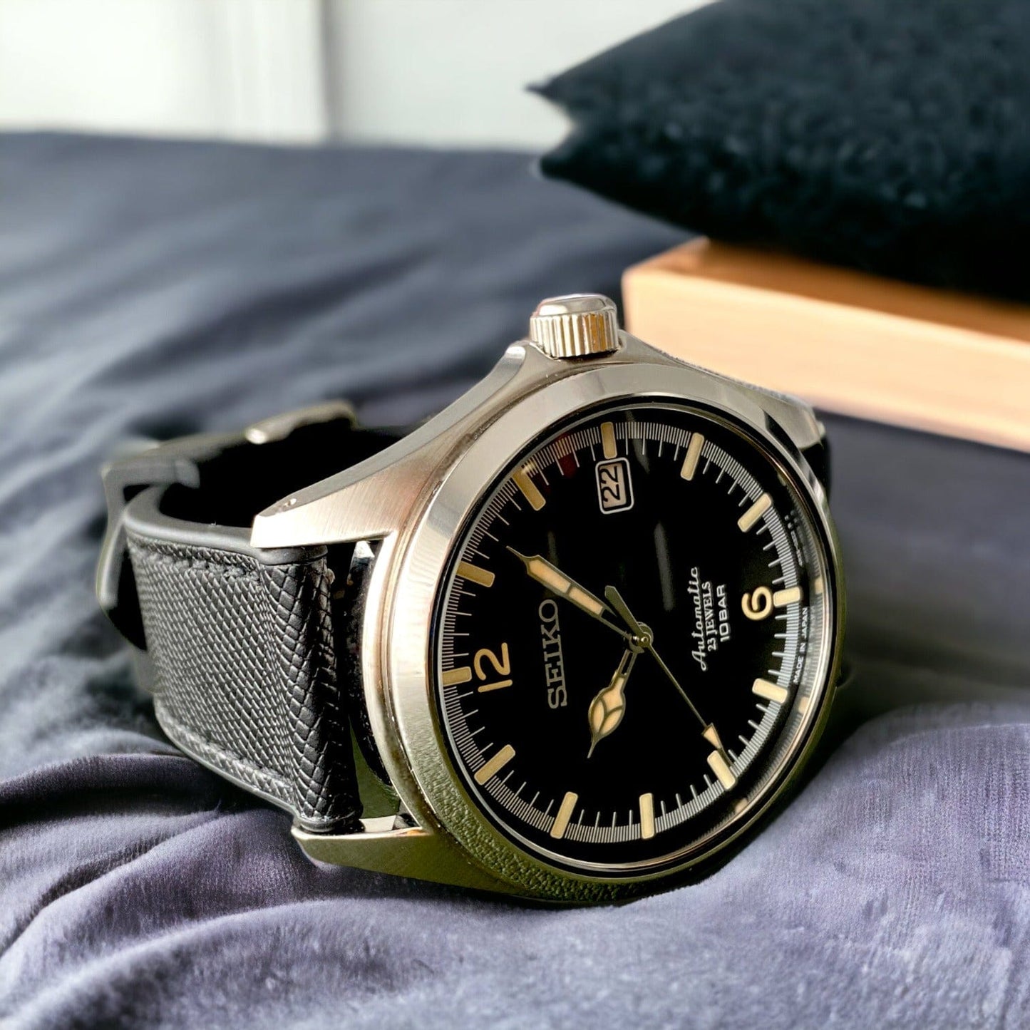 Strap Monster COMBI FKM+ Saffiano Leather Watch Strap - Black