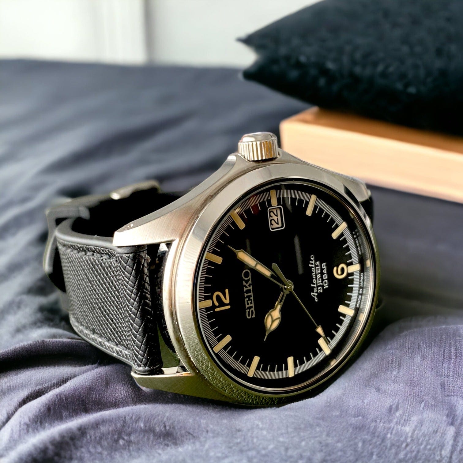 Strap Monster COMBI FKM+ Saffiano Leather Watch Strap - Black