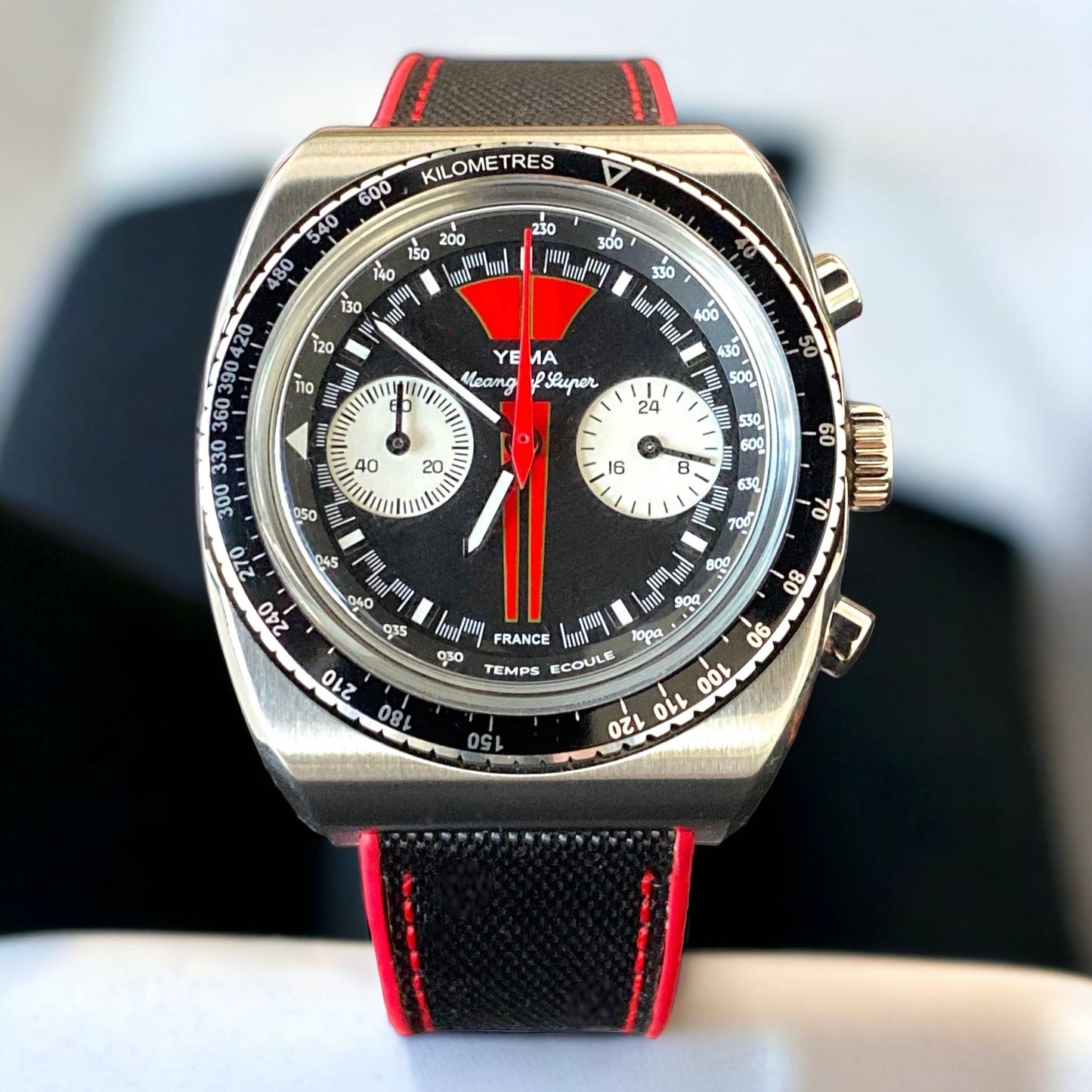 Strap Monster COMBI FKM+ Sailcloth Watch Strap - Black/Red