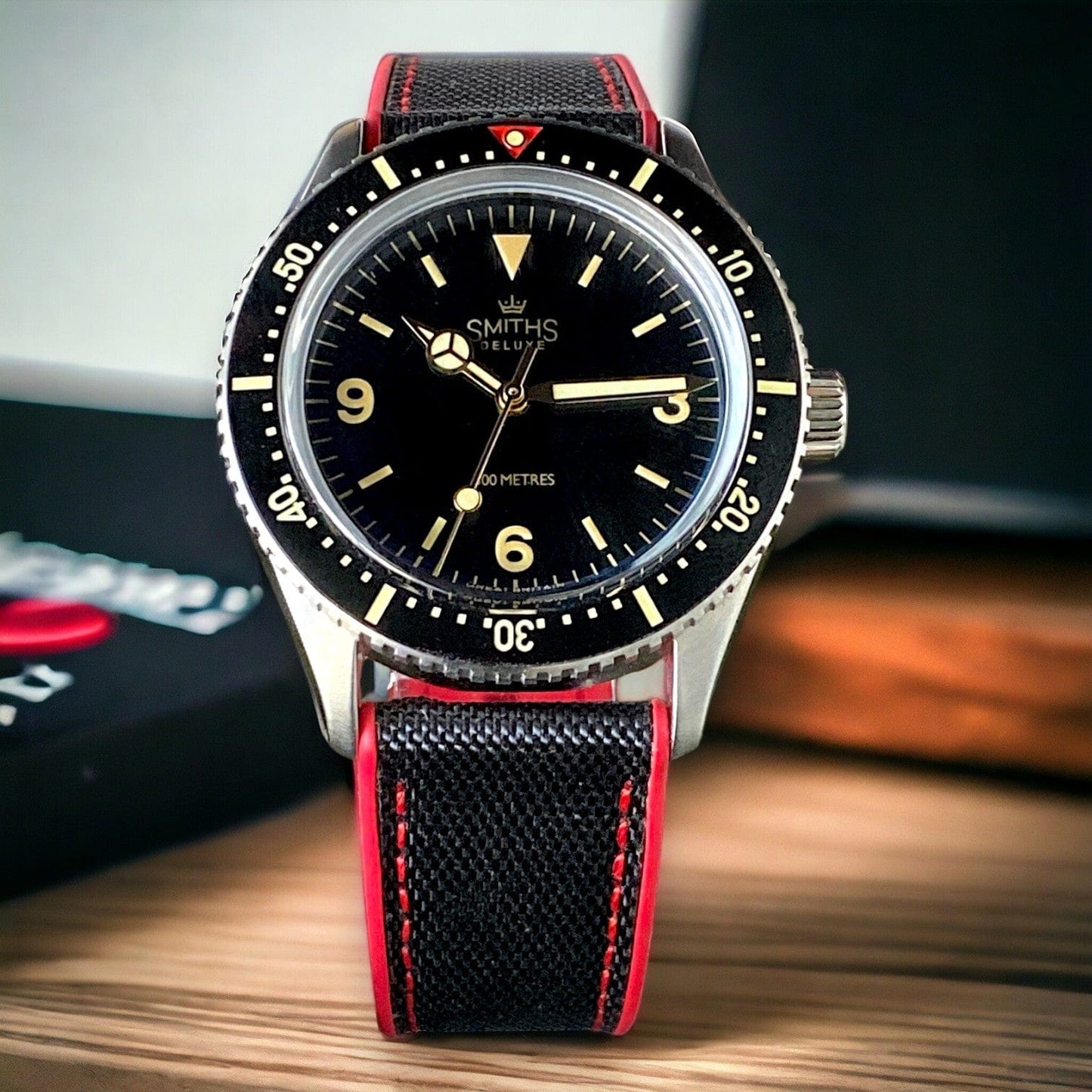 Strap Monster COMBI FKM+ Sailcloth Watch Strap - Black/Red