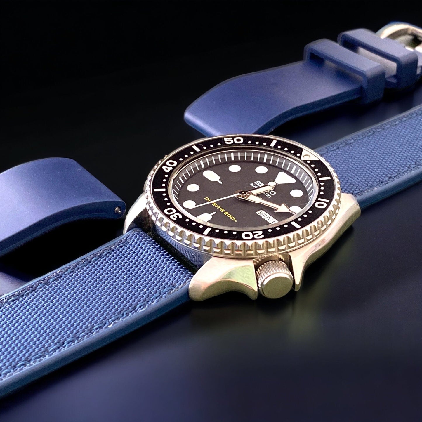 Strap Monster COMBI FKM+ Sailcloth Watch Strap - Blue