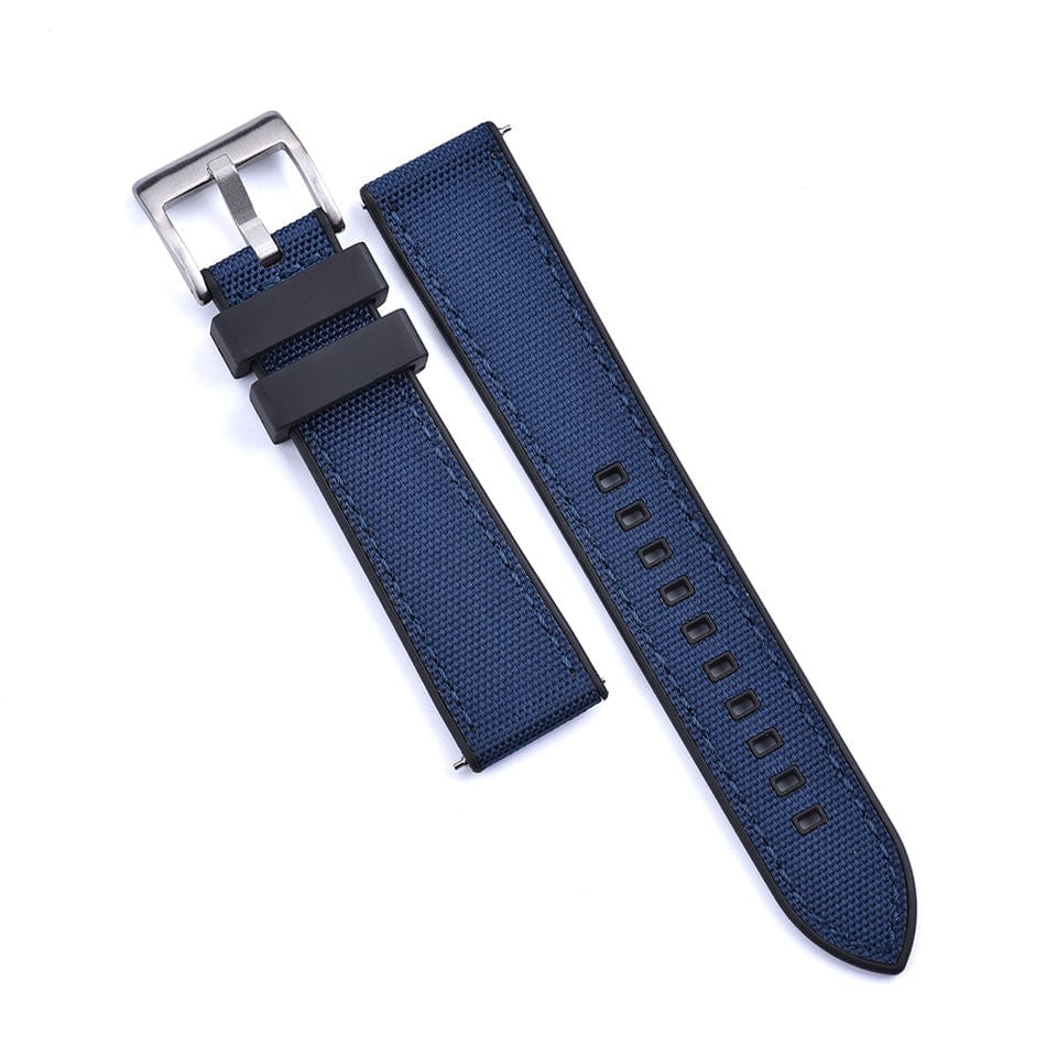 Strap Monster COMBI FKM+ Sailcloth Watch Strap - Blue/Black