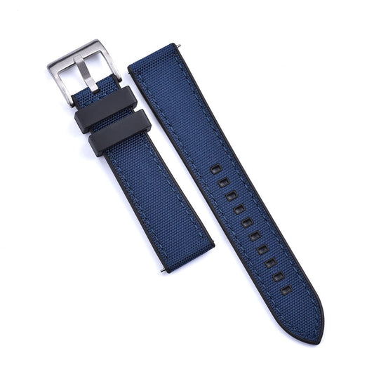 Strap Monster COMBI FKM+ Sailcloth Watch Strap - Blue/Black