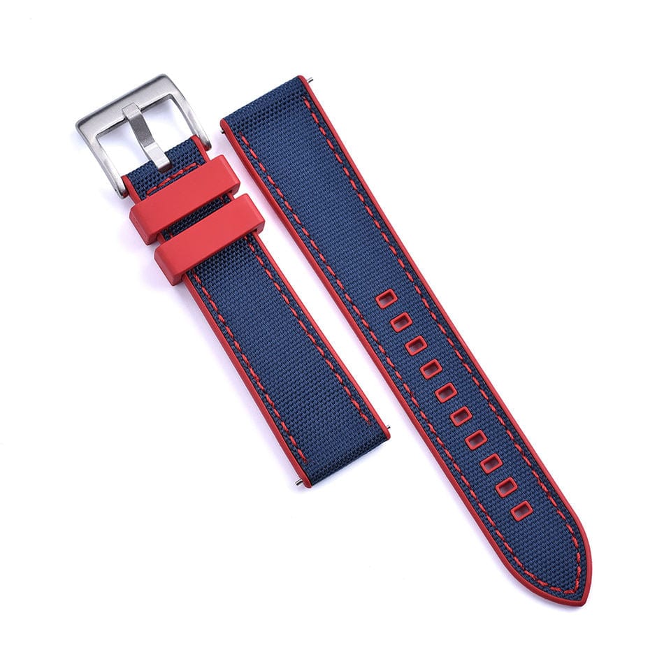 Strap Monster COMBI FKM+ Sailcloth Watch Strap - Blue/Red
