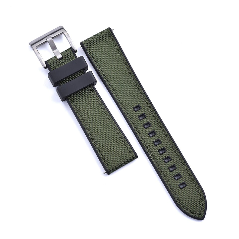 Strap Monster COMBI FKM+ Sailcloth Watch Strap - Green/Black