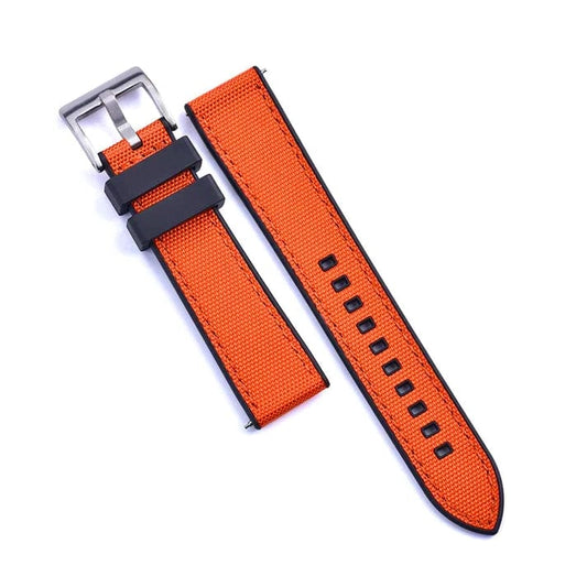 Strap Monster COMBI FKM+ Sailcloth Watch Strap - Orange/Black