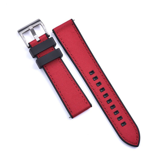 Strap Monster COMBI FKM+ Sailcloth Watch Strap - Red/Black