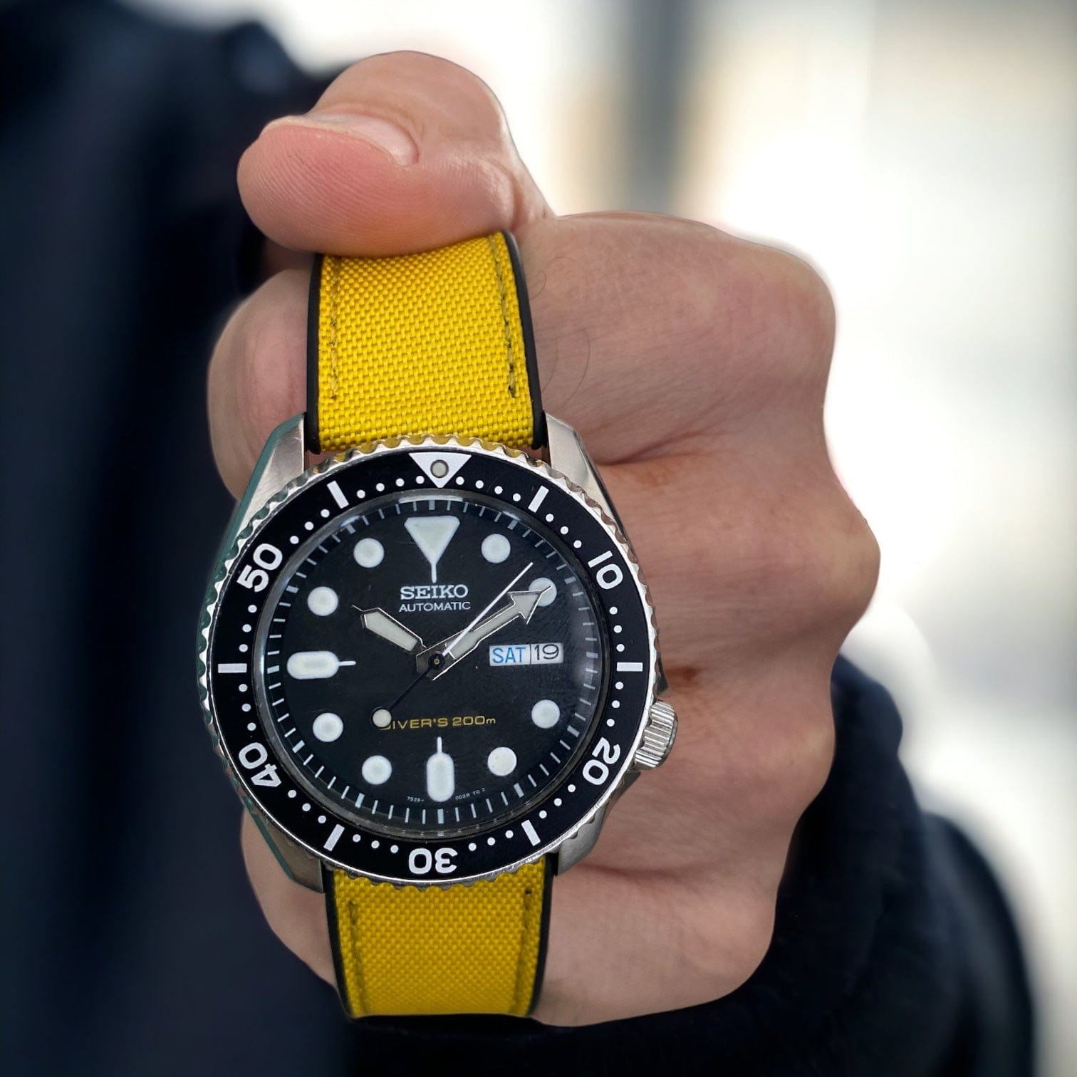Strap Monster COMBI FKM+ Sailcloth Watch Strap - Yellow/Black