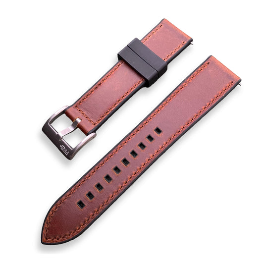 Strap Monster COMBI FKM+ Vintage Leather Watch Strap - Chestnut