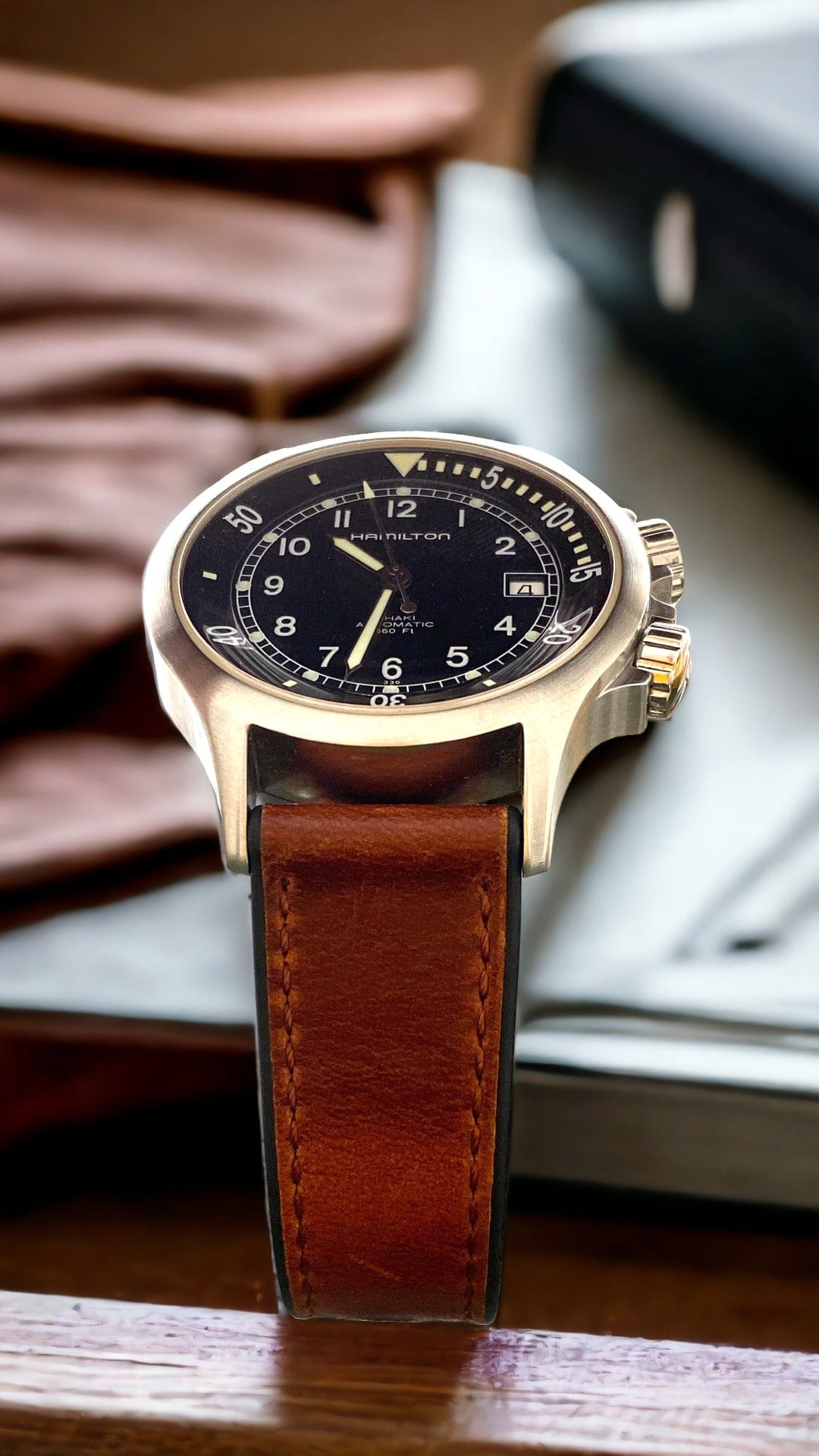 Strap Monster COMBI FKM+ Vintage Leather Watch Strap - Chestnut
