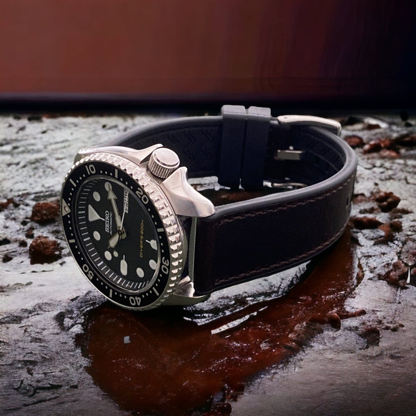 Strap Monster COMBI FKM+ Vintage Leather Watch Strap - Dark Espresso