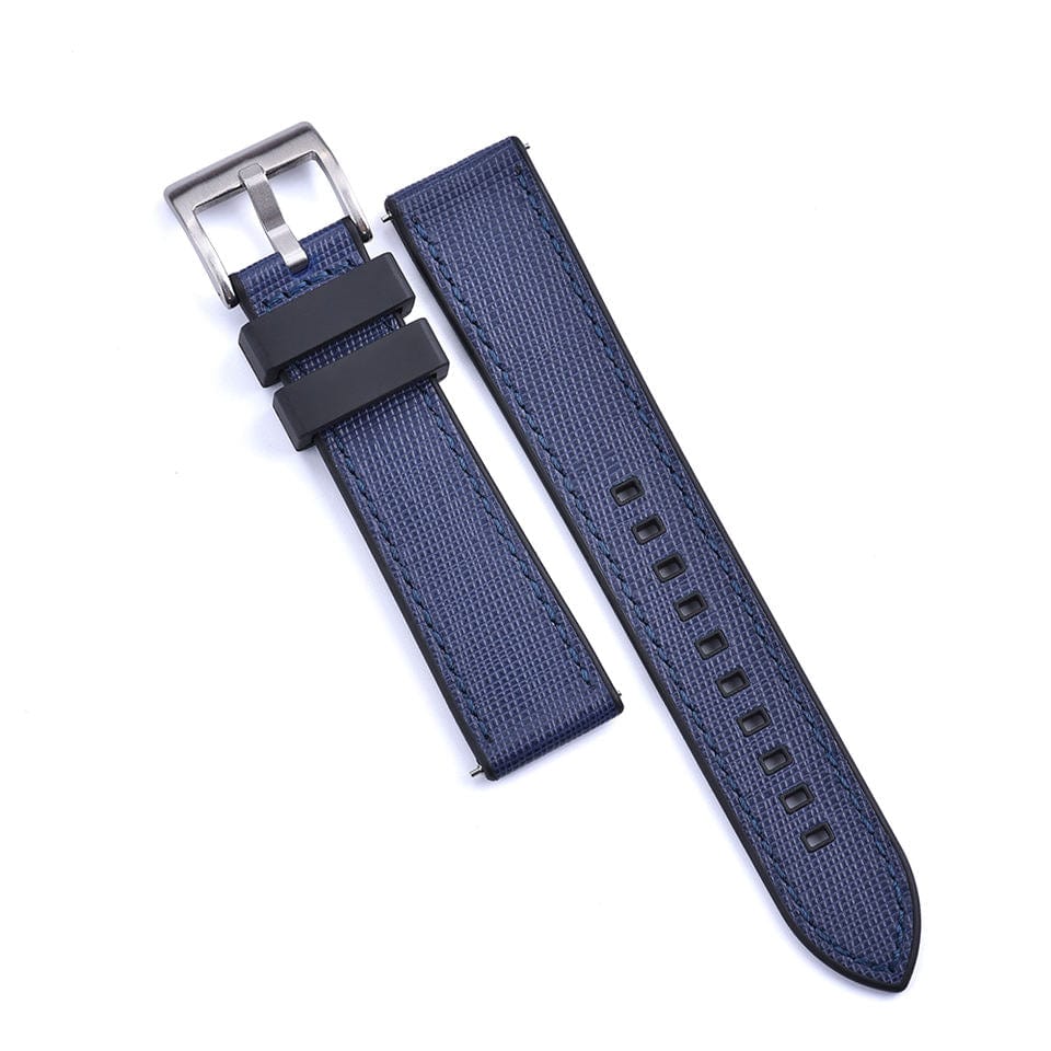 Strap Monster COMBI FKM+ Watch Strap - Saffiano Leather - Blue/Black