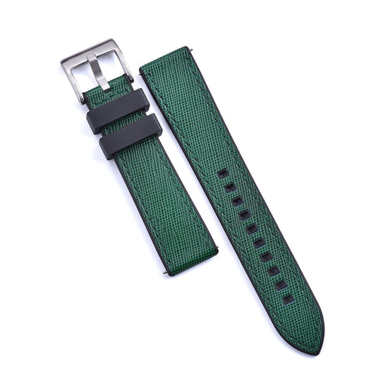 Strap Monster COMBI FKM+ Watch Strap - Saffiano Leather - Green/Black