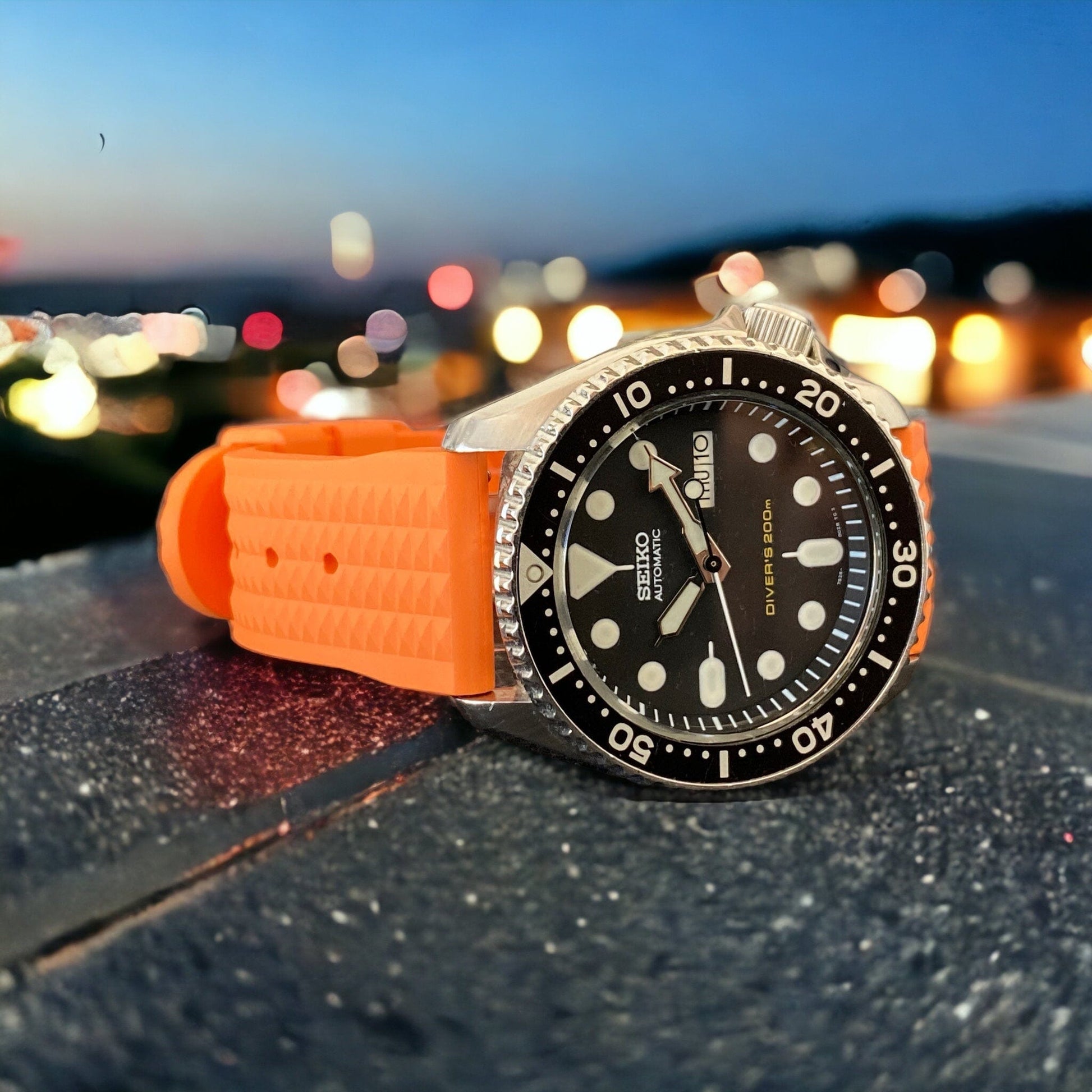 Strap Monster WAFFLED FKM+ Watch Strap - Orange
