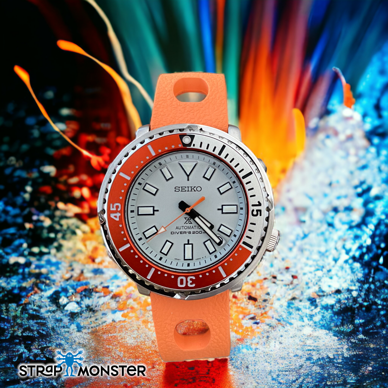 Orange Panorama FKM Watch Strap