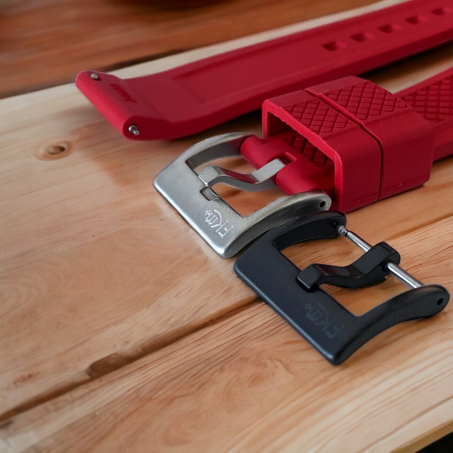 Red Outback FKM Watch Strap hardware