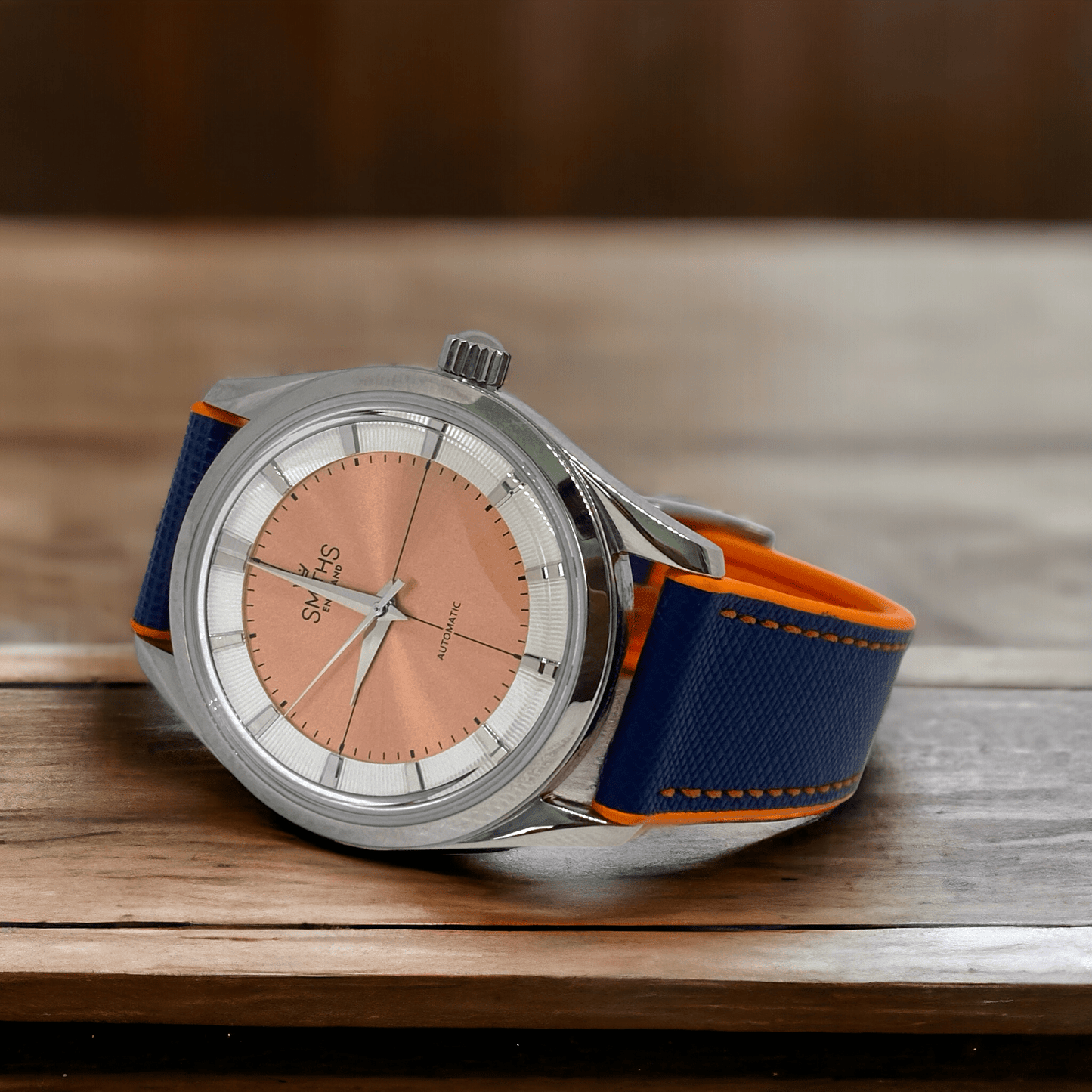 Strap Monster COMBI FKM+ Saffiano Leather Watch Strap - Blue/Orange