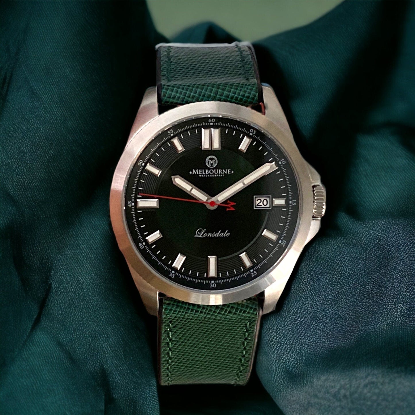 Strap Monster COMBI FKM+ Saffiano Leather Watch Strap - Green/Black