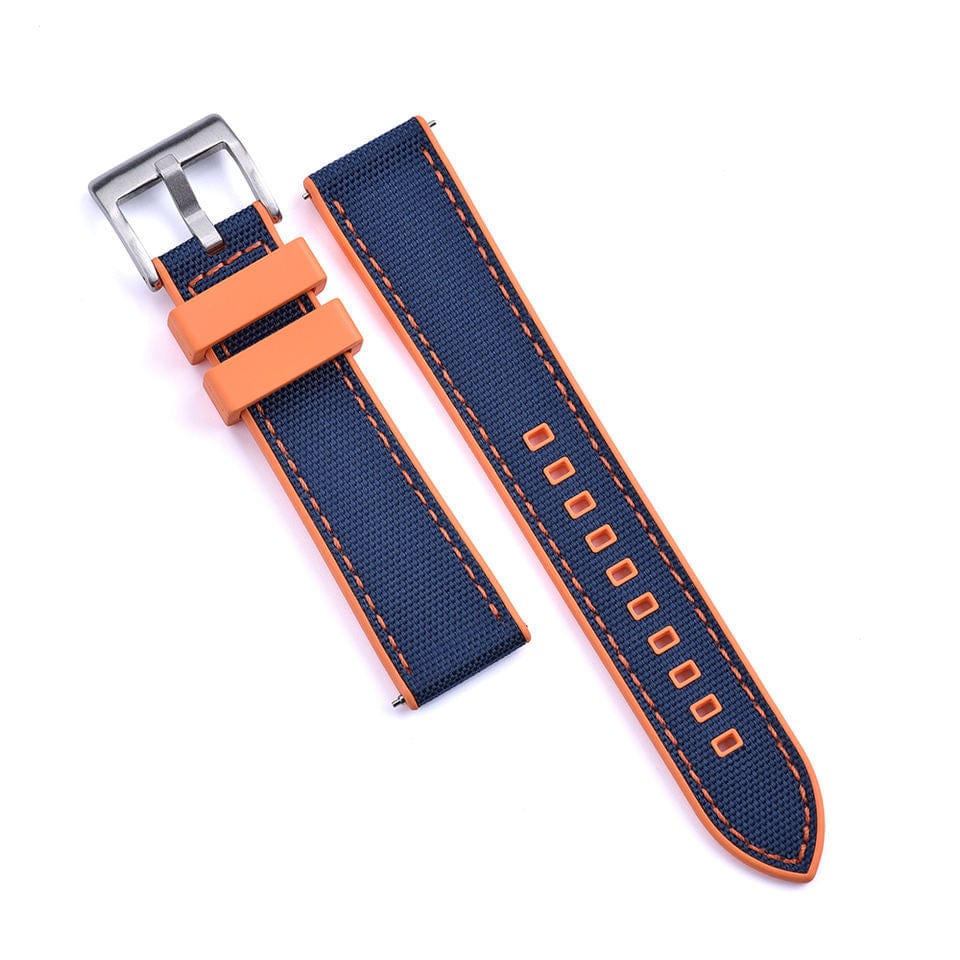 Strap Monster COMBI FKM+ Sailcloth Watch Strap - Blue/Orange