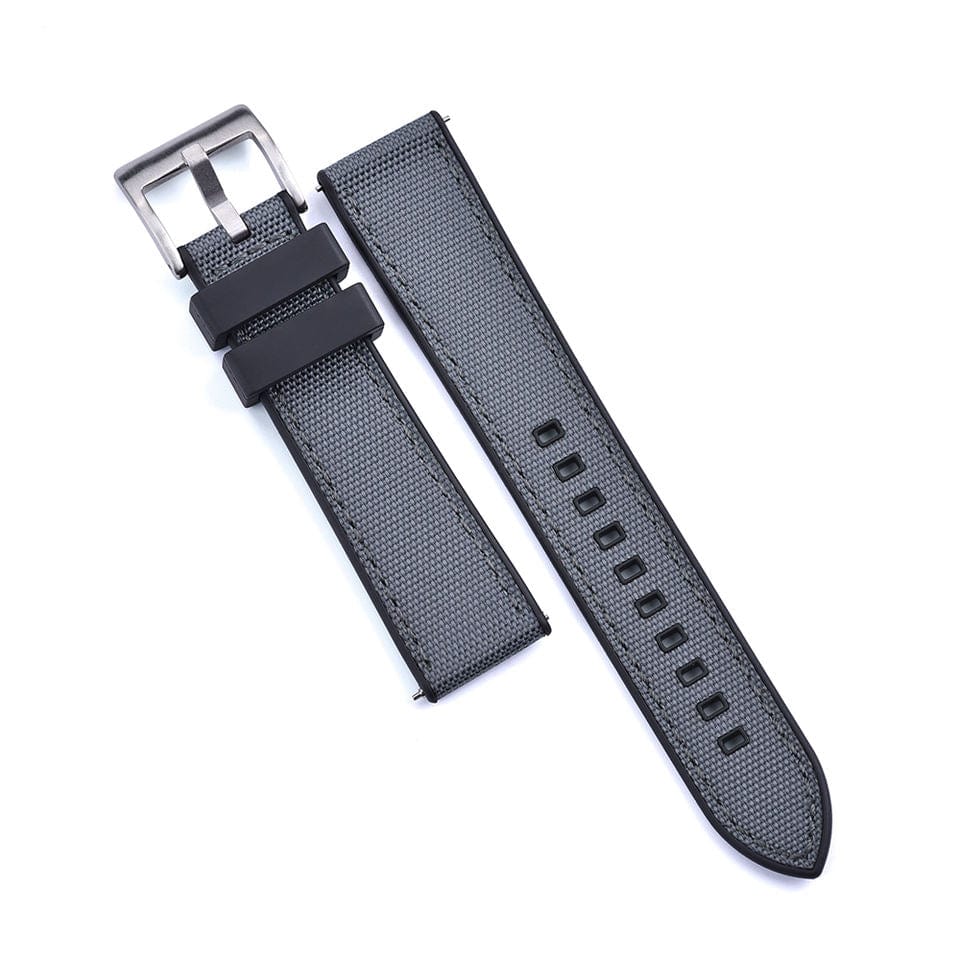 Strap Monster COMBI FKM+ Sailcloth Watch Strap - Grey/Black