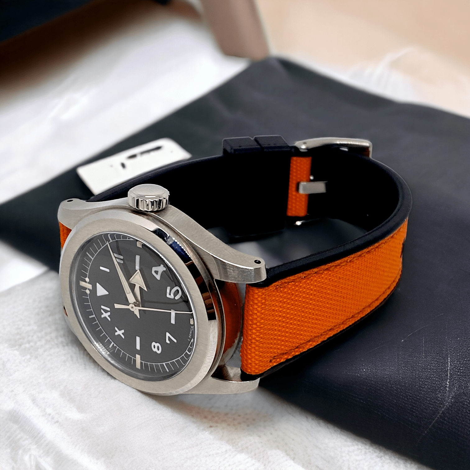 Strap Monster COMBI FKM+ Sailcloth Watch Strap - Orange/Black