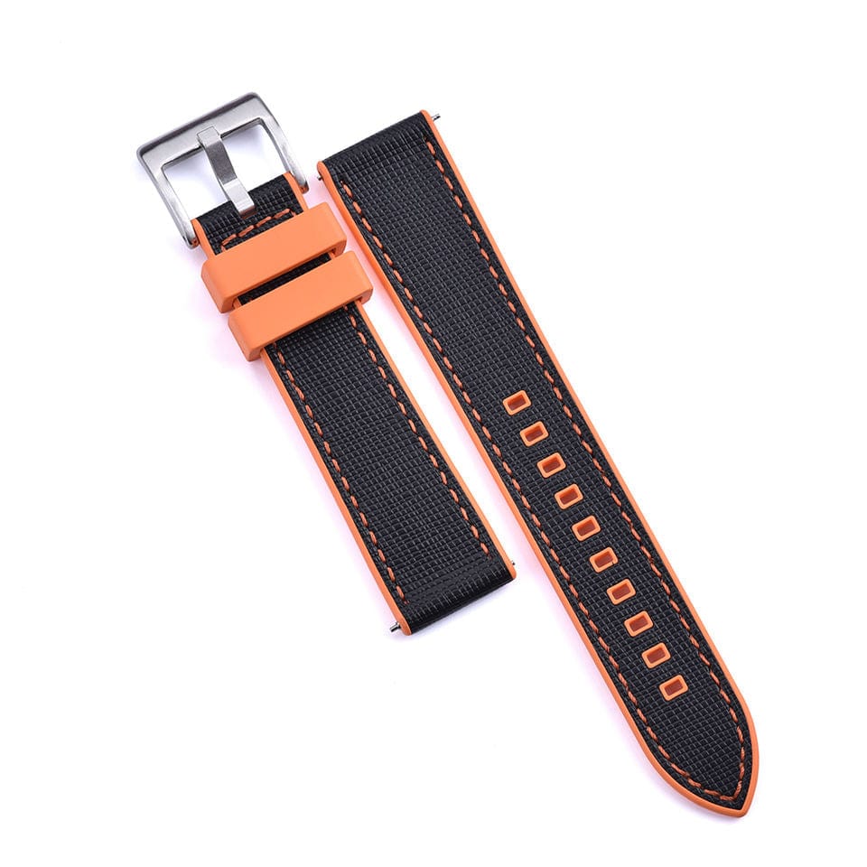 Strap Monster COMBI FKM+ Watch Strap - Saffiano Leather - Black/Orange