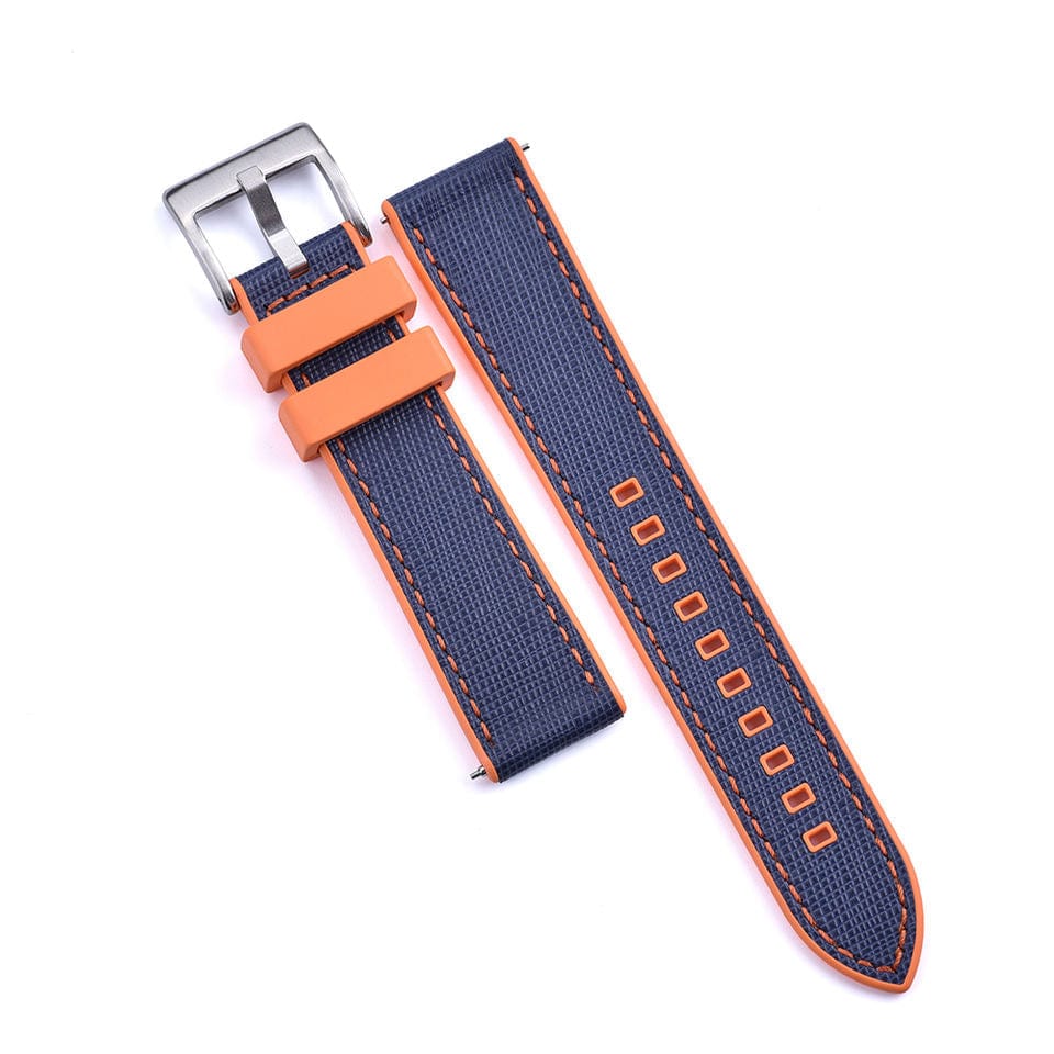 Strap Monster COMBI FKM+ Watch Strap - Saffiano Leather - Blue/Orange
