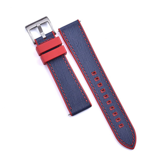 Strap Monster COMBI FKM+ Watch Strap - Saffiano Leather - Blue/Red