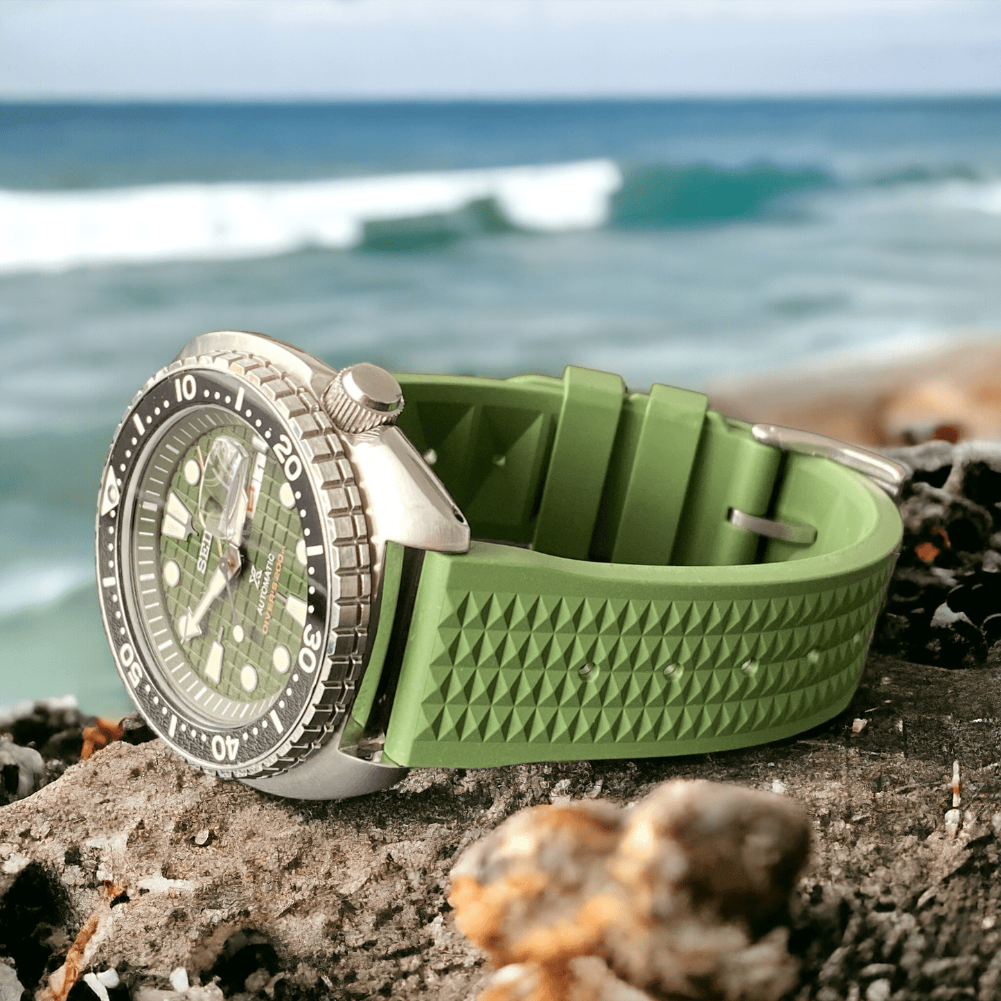 Strap Monster WAFFLED FKM+ Watch Strap - Green